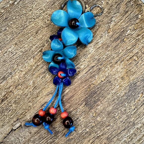 Leather Flower Purse Charm Genuine Leather Bag Charm NEW FAST SHIP - Picture 3 of 7